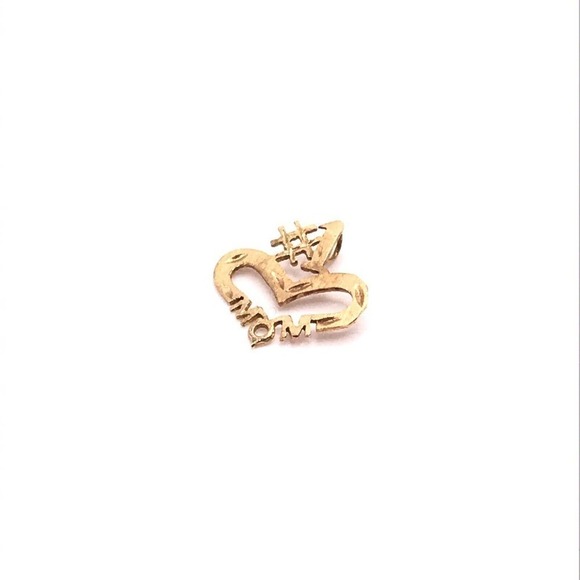 Vintage 14K Yellow Gold #1 Number One Mom Heart Love Themed Pendant - Picture 7 of 7